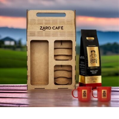 Kit Presente Zaro Café Moderado Moído 500g + 2 Canecas Vermelhas 200ml
